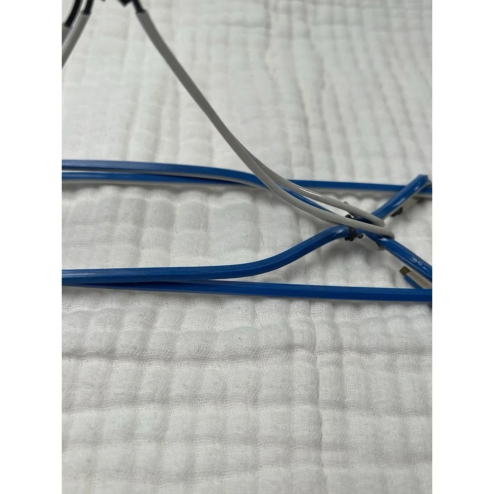Vintage Folding Wire Travel Clothes Hanger Blue Vinyl Coated Collapsible Luggage